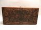 Large Antique Art Nouveau Carved Pyrography Wooden Document Box With Lock Boxes photo 3