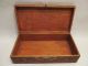 Large Antique Art Nouveau Carved Pyrography Wooden Document Box With Lock Boxes photo 4