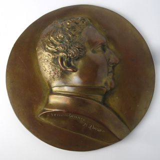 Cast Bronze Portrait Medallion - Profile Of A Man - By B.  Power Signed photo