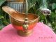 Antique Copper Bucket W/blue Porcelain Handle - Great Coppersmith Work Metalware photo 2