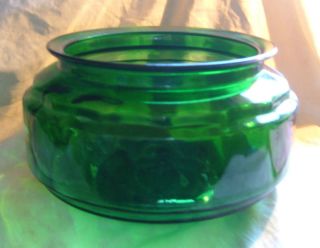 Large 1950 ' S Old Forest Green Glass Fish Bowl - Unusual 2 Part Mold Mid Century photo