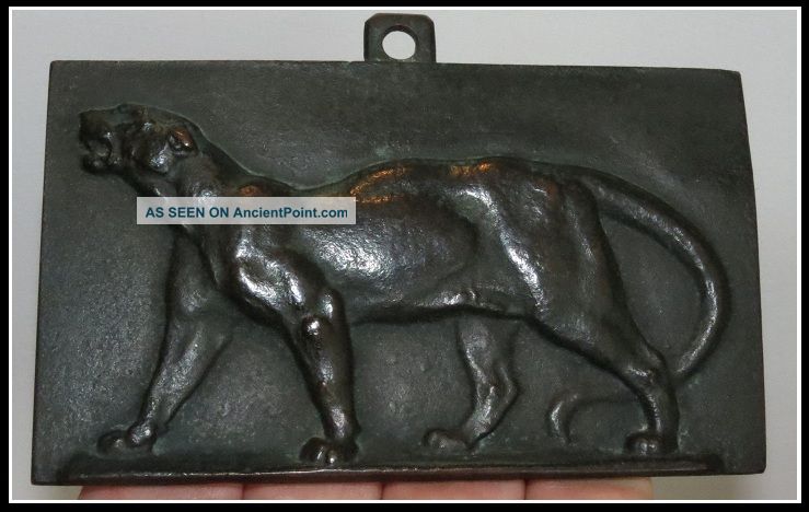 Exquisite Antique Bronze Frieze Panther Plaque By Barye Nr Metalware photo