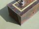 Antique Painted Metal Cash Box - Faux Bois - Miniature Safe Metalware photo 4