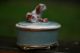 19th C.  Porcelain Trinket Box With Recumbent Dog & Puppies To Lid Boxes photo 4