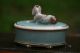 19th C.  Porcelain Trinket Box With Recumbent Dog & Puppies To Lid Boxes photo 5