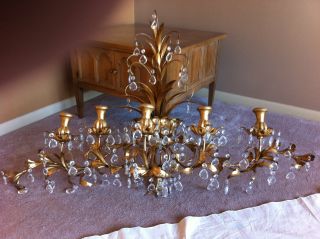 @@@ Vintage Crystal Wall Mount Candleabra @@@ photo
