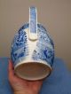 Antique Blue - White Transferware Scene Porcelain Water Pitcher~rooster Chickens Pitchers photo 4