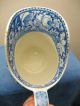 Antique Blue - White Transferware Scene Porcelain Water Pitcher~rooster Chickens Pitchers photo 5