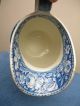 Antique Blue - White Transferware Scene Porcelain Water Pitcher~rooster Chickens Pitchers photo 8