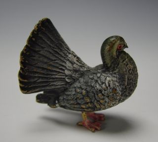 Antique Austrian Vienna Polychrome Bronze Bird Figurine C1900 photo