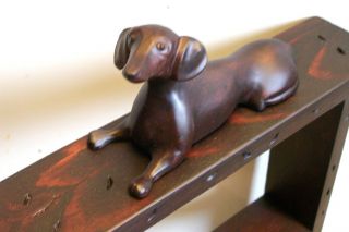 Vtg.  Dachshund Weiner Dackel Dog Wood Carved German Figure Figurine /key Holder photo