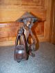 Vintage Hand Carved Wooden Asian Man With Water Buckets Carved Figures photo 1