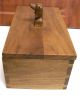 Vtg.  Teak Wood Box With Dachshund Dackel Dog Head Knob Wood Carved Figurine Boxes photo 3