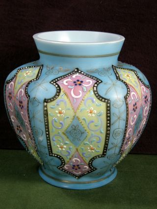 Antique Bristol Glass Vase Enameled photo