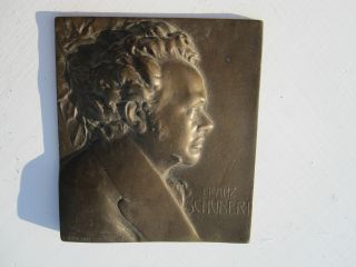 Antique Bronze Medal Mini Plaque Sculpture Franz Shubert Early 1900 ' S F.  Stiasny photo
