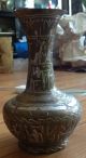 Antique Handmade Syrian/persian/islamic Copper And Silver Inlaid Vase Metalware photo 9