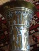 Antique Handmade Syrian/persian/islamic Copper And Silver Inlaid Vase Metalware photo 6