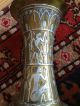 Antique Handmade Syrian/persian/islamic Copper And Silver Inlaid Vase Metalware photo 7