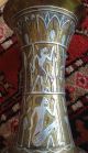 Antique Handmade Syrian/persian/islamic Copper And Silver Inlaid Vase Metalware photo 8