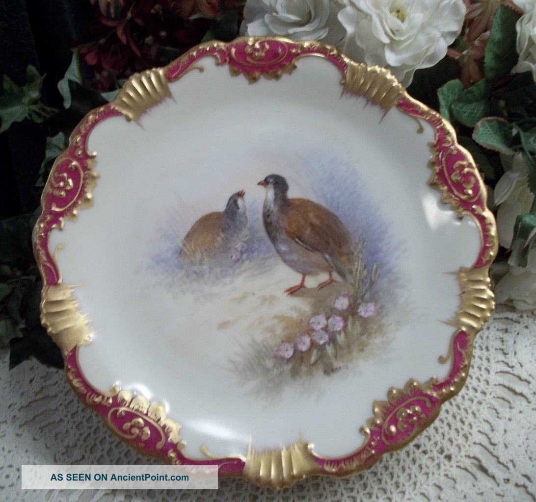 3 Hand Painted & Signed Limoges Wildlife Aviary Plate - Birds,  Florals,  Nature Plates & Chargers photo