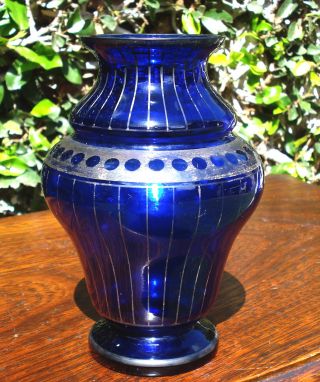 Antique Czechoslovakia Cobalt Blue Vase photo