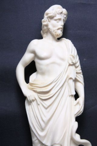Antique Greek Stature Asklepios God Doctor Medicine Copy Carved Faux Ivory photo