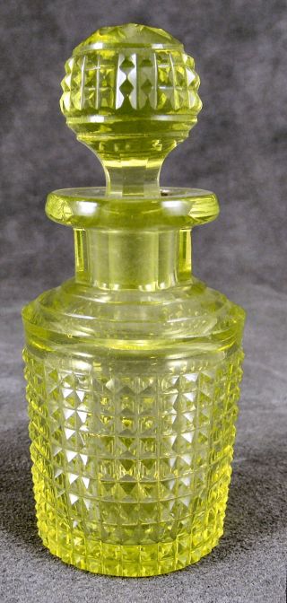 Antique Vaseline Cut Glass Perfume Or Scent Bottle photo