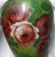 Vintage American Belleek Handpainted Red Rose Vases Estate Find Rare Pair Vases photo 3
