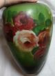 Vintage American Belleek Handpainted Red Rose Vases Estate Find Rare Pair Vases photo 5