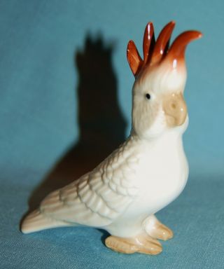 Vintage Porcelain Ceramic Pottery Lovely Little Cockatoo Parrot Bird Figurine photo
