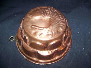 Antique Copper Fish Food Pudding Mold 8.  5 Inch photo