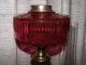 Antique Victorian Wright & Butler Cranberry Font Oil Lamp Brass Column Nores Lamps photo 9