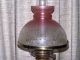 Antique Victorian Wright & Butler Cranberry Font Oil Lamp Brass Column Nores Lamps photo 1