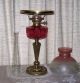 Antique Victorian Wright & Butler Cranberry Font Oil Lamp Brass Column Nores Lamps photo 3