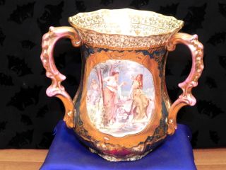 Vintage Royal Vienna Austria Three Handle Portrait Vase - Cup,  Beehive Mark,  Gold photo
