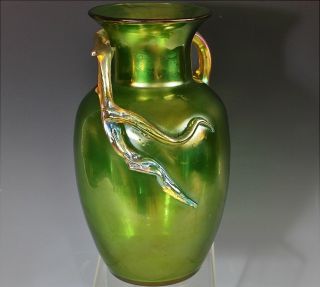 Amazing Largec1900 Austrian Loetz Iridescent Green Gold Art Glass Vase Prochaska photo