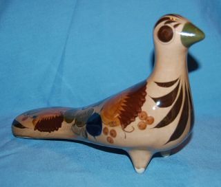 Vintage Gorgeous Large Hand Painted Mexican Pottery Bird Figurine photo