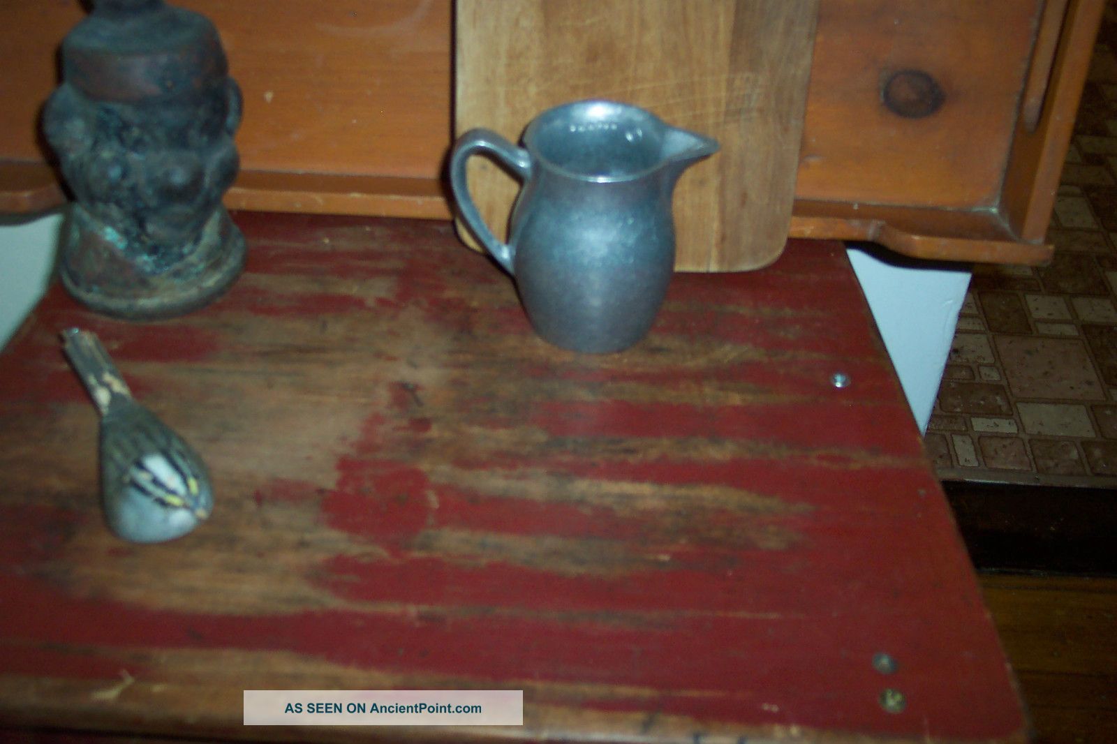 Early Old Primitive Pewter Pitcher Country Look Carson Hallmarked Metalware photo