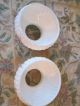 Vtg 2 Painted Shabby Milk Chic Glass Globes Lamps photo 3