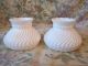 Vtg 2 Painted Shabby Milk Chic Glass Globes Lamps photo 4