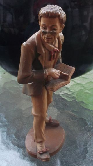Amazing Antique Carved Composition Figure Of A Professor ~ Extreme Detailing photo