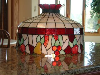 Antique Hanging Stained Glass Lamp photo