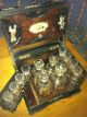 Antique Liquor Chest Liqueur Cabinet Glass Decanters & Cordials Decanters photo 3