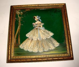 Vintage Framed Tile,  With Hand Painted Decoration photo