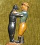 Hand Carved Wooden Canoe Cup 20th Century Folk Art Man And Bear Fighting Carving Carved Figures photo 3