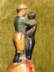 Hand Carved Wooden Canoe Cup 20th Century Folk Art Man And Bear Fighting Carving Carved Figures photo 5