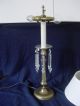 Anitque Brass 2 Light Shaded Desk Table Dresser Lamp With Spear Prisms Lamps photo 2