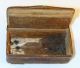 Antique Rectangular Wood Snuff Box Snuffbox Hinged Lid Raised Tavern Scene Boxes photo 6