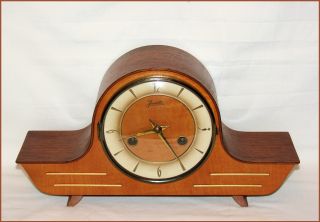Vintage 1950 ' S German Junghans Shelf Desk Mantel Mantle Clock With Key photo