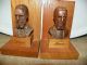 Vintage Carved Wood Bookends Of Irish George Bernard Shaw 1856 - 1950 Carved Figures photo 1